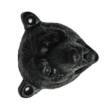 Imagem de GLOGLOW Abridor de Garrafa de Cerveja Montado na Parede, Ferramenta de Barra de Saca-rolhas de Ferro Fundido Vintage Com Furos Pré-perfurados para Cozinha Garagem Rv Lodge (Preta)