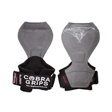 Imagem de Luvas flexíveis para levantamento de peso Cobra Grips 2018, alças resistentes, ganchos alternativos para levantamento de peso para levantamento de peso com envoltório de pulso acolchoado para musculação (grande, borracha cinza)