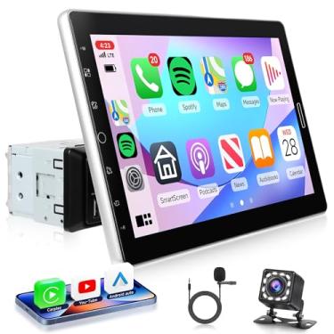 Imagem de 10,1 polegadas Single Din Car Stereo CarPlay Android Auto Mirror, rádio automotivo com tela sensível ao toque removível KYNNT com BT 5.0, reprodução de vídeo online FM/EQ/USB/AUX/TF/SWC/MIC, câmera