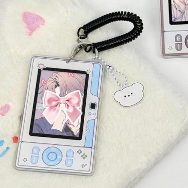 Imagem de 1 porta-crachá de identificação de urso de nuvem fofo com bobina de pulso chaveiro de desenho animado capa protetora para escritório, enfermeira, professor, estudante, acessórios (azul)