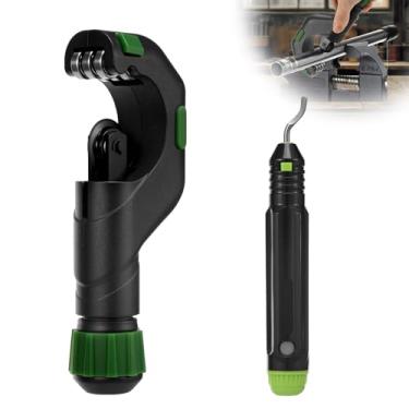 Imagem de Conjunto de ferramentas de cortador de tubo de cobre, ferramenta de corte de tubo de metal com ferramenta de rebarbação para OD de 5-50 mm, kit de cortador de tubos profissional para cobre latão