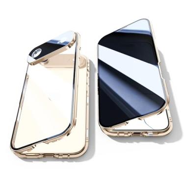 Imagem de Capa antiespião para iPhone 17 Air, capa de vidro temperado com privacidade frontal e traseira de 360 graus, tela antiespião, amortecedor de metal de adsorção magnética antiespião com protetor de