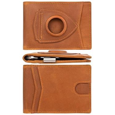 Imagem de kinzd Carteira fina com clipe para dinheiro e bloqueio de RFID, minimalista, dobrável para homens, couro legítimo, bolso frontal, porta-cartões, SH01-CH cáqui, Carteira Shield