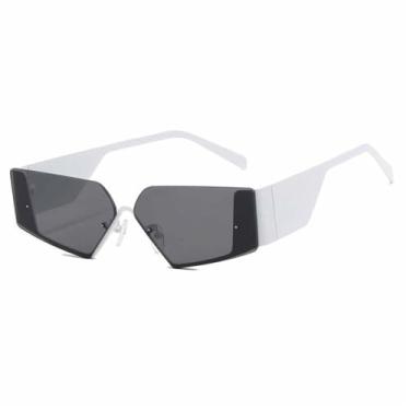 Imagem de Óculos de Sol de Pernas Largas Feminino UV400 Masculino Estilo Punk para Esportes ao Ar Livre, Corrida e Ciclismo, Branco e Cinza