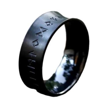 Imagem de Anel De Aço Inoxidável Com Runas Viking Para Homens, Aliança De Casame