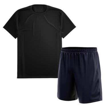 Imagem de Kit Calção Short Futebol Basquete Marinho + Camiseta Manga Curta Masculina-Masculino