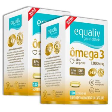 Imagem de Kit 2x Ômega 3 EPA e DHA 1000mg 120 Cápsulas Equaliv