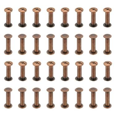 Imagem de PATIKIL Chicago Screws, 20 conjuntos M5x20 mm liga de alumínio parafuso fêmea plana parafuso Chicago parafuso Phillips de encadernação rebites para cinto de couro, álbum de recortes, álbuns de fotos