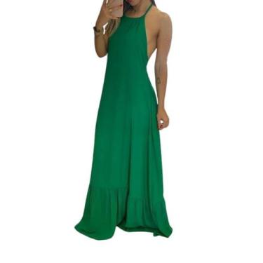 Imagem de Vestido Longo Frente Única Forrado Decotado Festa Casamento Formatura 