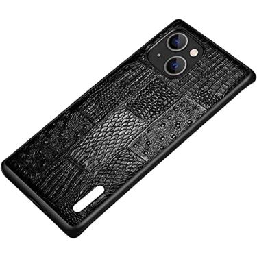 Imagem de EKESA Capa traseira de telefone com padrão Mahjong, para Apple iPhone 14 Plus (2022) Capa de couro de 6,7 polegadas All-Inclusive Business à prova de choque (Cor: Preto)