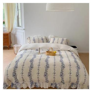 Imagem de Jogo de cama de renda de tecido de lã de inverno, capa de edredom de flanela, fronha, lençóis de cama (2 solteiros)