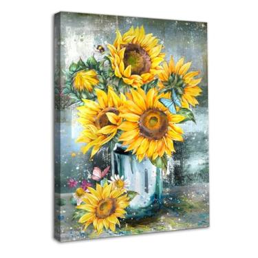 Imagem de NymphFable Dazzlewall Arte de parede vintage emoldurado flor flor em vaso pintura, arte de parede rústica botânica impressões para banheiro quarto sala de estar decoração 30,5 x 40,6 cm