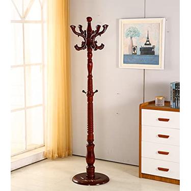 Imagem de pcagfaajmh Suporte de pendurar em madeira para pendurar no chão esculpido em casa prateleira de acabamento de madeira cabideiro de metal em pé (Cor: 1135White) (B38brown)