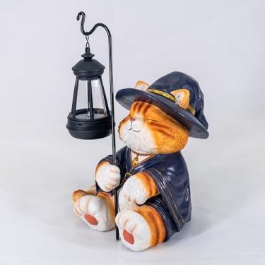 Imagem de YOQUATE Luzes Solares Decorativas Estátua de Gato de Jardim Estatueta Externa Tema Luz Gato Mágico Lanterna para Decoração de Jardim Decoração Externa