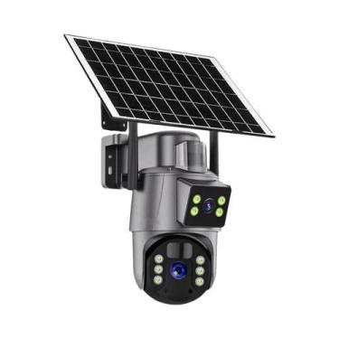 Imagem de Câmera WiFi Externa 4K Alimentada Por Energia Solar Com Lente Dupla PT