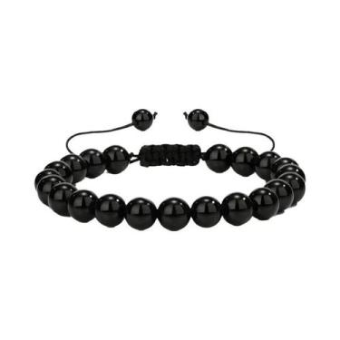 Imagem de Pulseira Masculina Ajustável De 8mm Com Olho De Tigre Natural E Pedra 