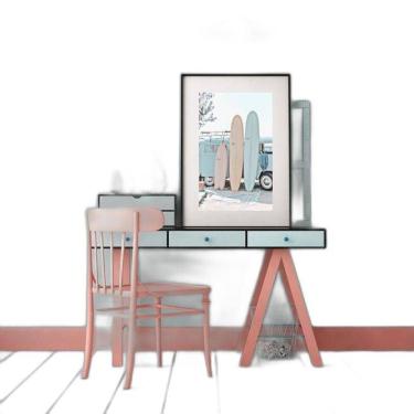 Imagem de Quadro Praia Kombi Surf - 60X48Cm