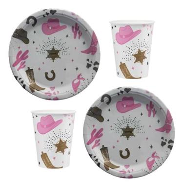Imagem de Kit Festa Boiadeira com 16 Copos 250ml e 16 Pratos de Papel Ponto das 