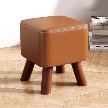 Imagem de Espreguiçadeira extragrossa pequena para sala de estar, cadeira de pufe acolchoada, banqueta quadrada para apoio para os pés, trocador de sapatos, marrom elegante de 29 cm, decoração de casa