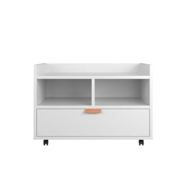 Imagem de Gabinete Armário Organizador Para Banheiro Lavabo Rodinhas (Branco)