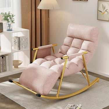 Imagem de Cadeira de balanço grande acolchoada com gravidade zero, cadeira de balanço para uso externo, reclinável ajustável, encosto e apoio para os pés para sala de estar interna, fora da varanda (tamanho