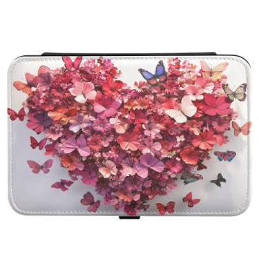 Imagem de Burbuja Caixa de joias de viagem com corações de dia dos namorados, presente para mulheres e meninas, estojo de joias portátil de couro PU organizador para brincos, anéis, colares e pulseiras