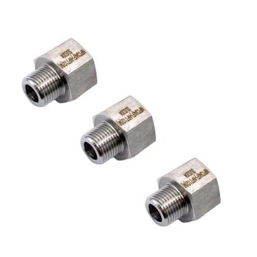 Imagem de 3 adaptadores de bico redutor de aço inoxidável NPT fêmea de 3/10.2 cm NPT macho de 1,27 cm para tubos de água/ar/óleo, gás, combustível, refrigeração, mangueiras de jardim, aspersores e medidores de