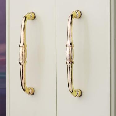 Imagem de 10 puxadores de latão dourados - puxadores de armário de 10 cm de centro a centro - Puxadores de gaveta de barra dourada - Puxadores de armário dourados - Puxadores de porta dourados - Puxador de gaveta dourada - Orifício central de 10 cm - Puxadores de porta dourados para armário