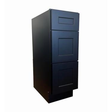 Imagem de Coqueteleira preta fosca de 30,5 cm com base de banheiro com 3 gavetas MBS-VDB1221