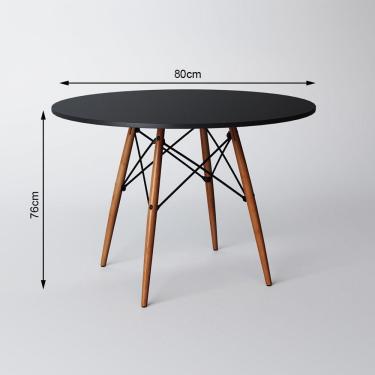 Imagem de Mesa De Jantar Eiffel 80Cm Tampo Redondo Preto Base De Madeira Cor: Preto