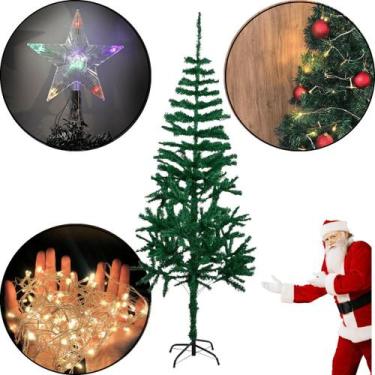 Imagem de Árvore de Natal Verde 1,80m Luxo 320 Galhos + Estrela Ponteira de LED 