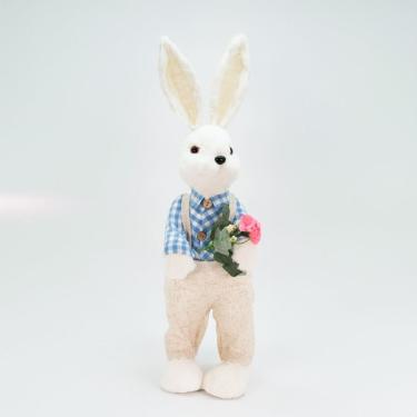 Imagem de Coelho De Páscoa Enfeite Decorativo Coelhinho Com Flores 60cm