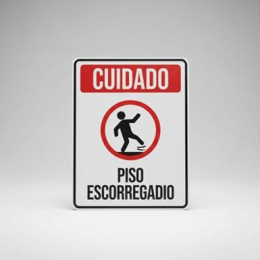 Imagem de Placa Acm Cuidado Piso Escorregadio 18X23 - Sinalizo