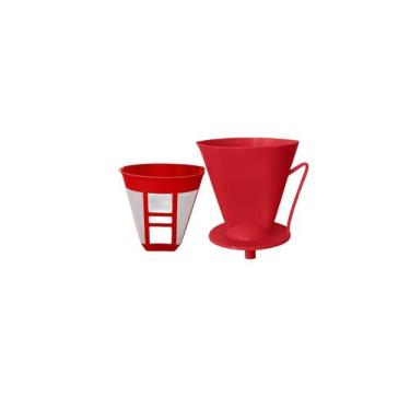 Imagem de Porta filtro + coador de café permamente vermelho Micromax