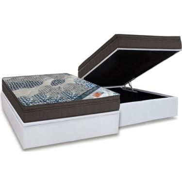 Imagem de Cama Box Baú Casal: Colchão Molas Superpocket Ortobom Fort Tech IsoBase Courano White(138x188)