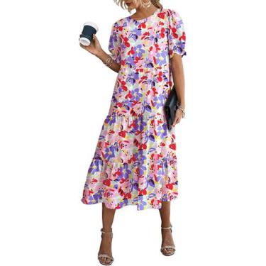 Imagem de Vestido PRETTYGARDEN Floral Boho Midi com Mangas Bufantes M