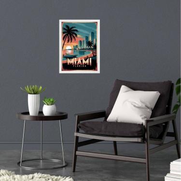 Imagem de Quadro Decorativo Miami Florida 24X18Cm - Com Vidro