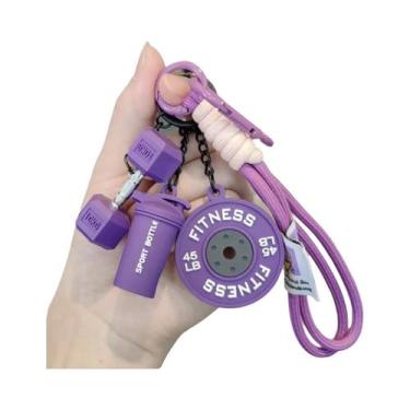 Imagem de Chaveiro De Silicone Para Academia Com Anilha De Peso E Halteres  Pres