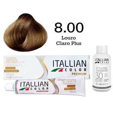Imagem de Kit Coloração Itallian Color 8.00 Louro Claro Plus + Oxi 30