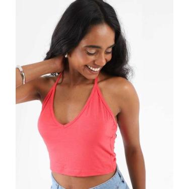 Imagem de Top Cropped Feminino Carnaval Brilho Amarração Marisa -81004, Rosa, G