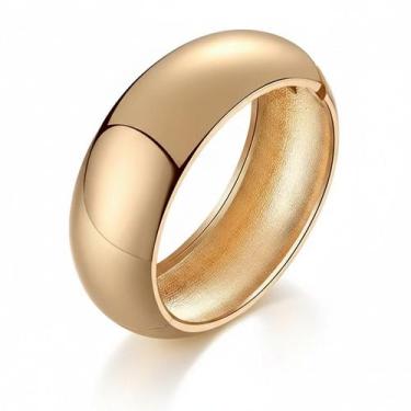 Imagem de Maxi Bracelete Feminino Pulseira Larga Grossa Lisa Folheado - Lojas La