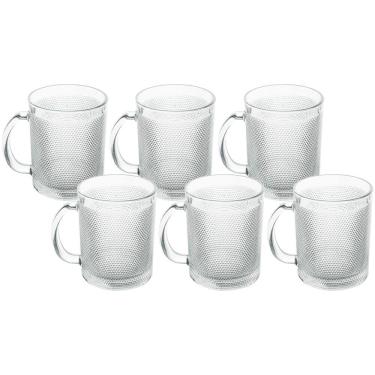 Imagem de Jogo de Canecas de Café de Vidro 280ml Bico de Jaca 6 Peças  - Seu Lar