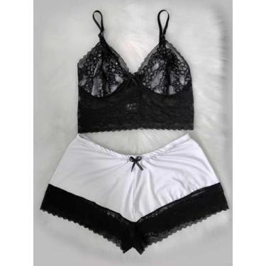 Imagem de Baby Doll Cropped 36 ao 52 Plus Size Pijama Feminino Sensual Com Detal