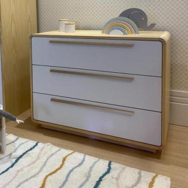 Imagem de Cômoda Infantil Canto Redondo Coleção Wave Divicar, nature/branco