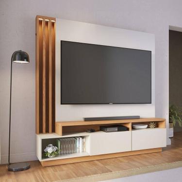 Imagem de Estante Home para TV Humaitá Até 65" 180CM em MDP com LED Off White-freijó