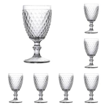 Imagem de Conjunto de Taças para Vinho Bico de Abacaxi em Vidro com Acabamento em Relevo Transparente Wellmix