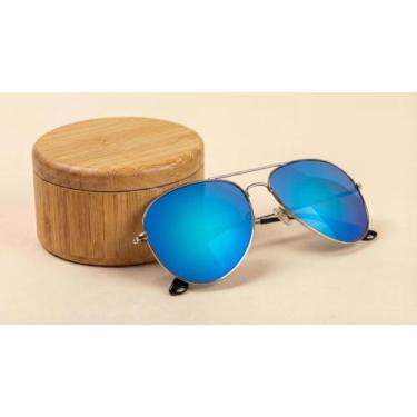 Imagem de Óculos De Sol Aviador Uv400 Retrô Unissex Dirigir/praia Cor:Blue Sky -