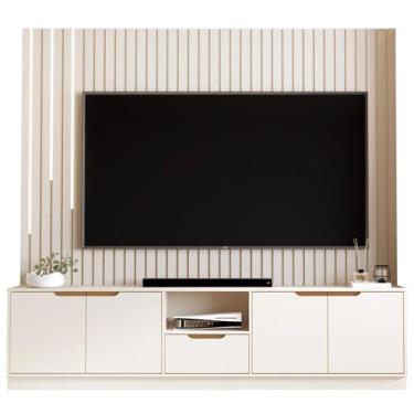 Imagem de Rack com Painel Tucuma Ripado 230cm Sem Prateleira com Led Cascata 4 P