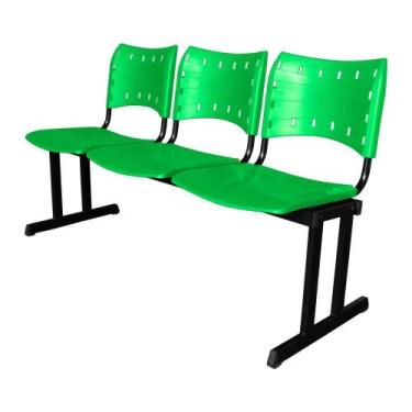 Imagem de Cadeira Iso Pp Rp Longarina 3 Lugares Color Verde - Mak Decor