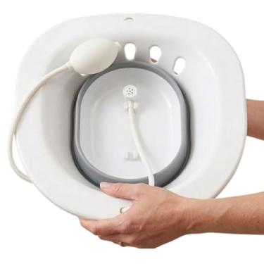 Imagem de Bacia Bidê Portátil para Banho de Assento - Longevitech (BRANCO/CINZA)